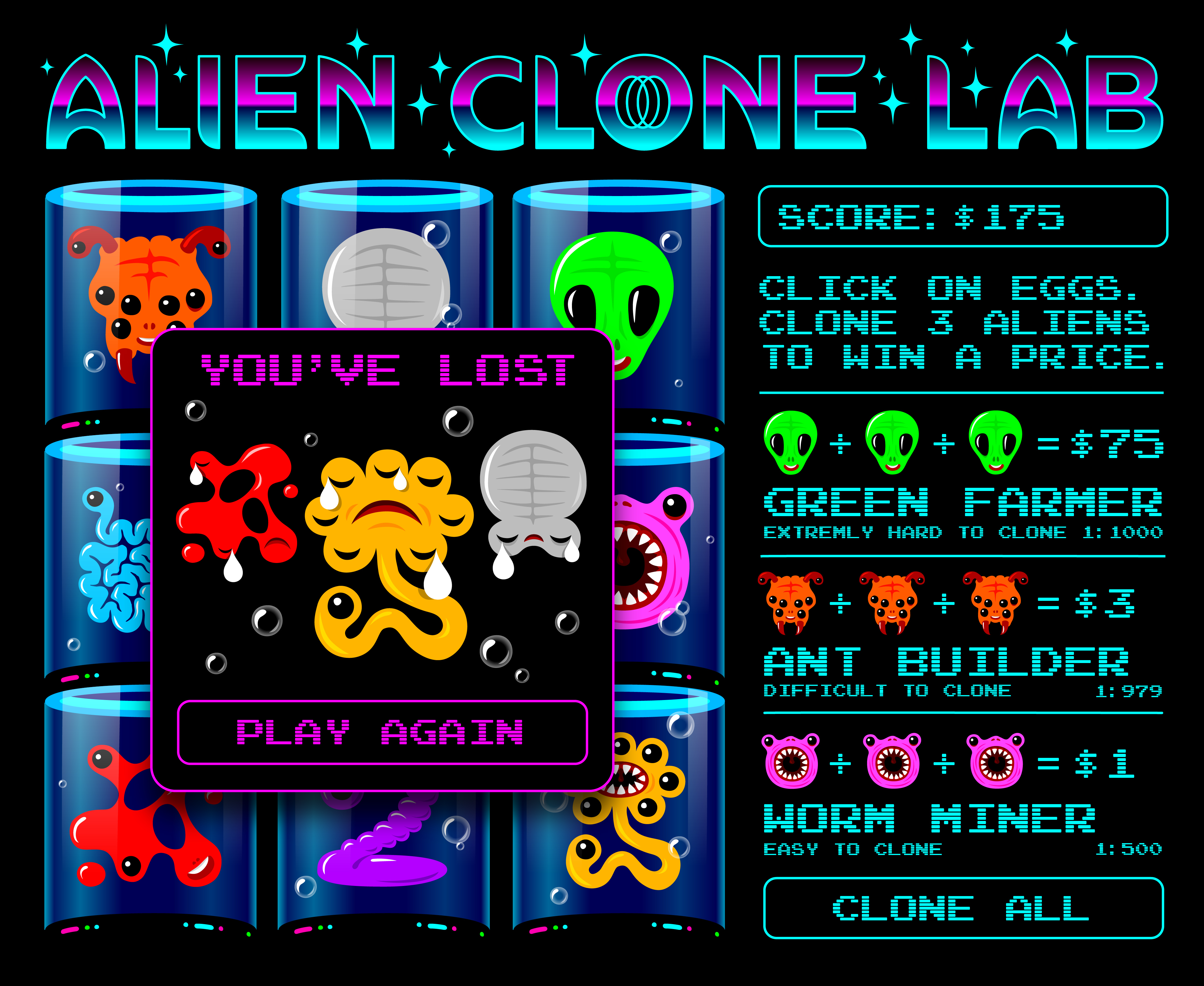 Alien Clone Lab Game