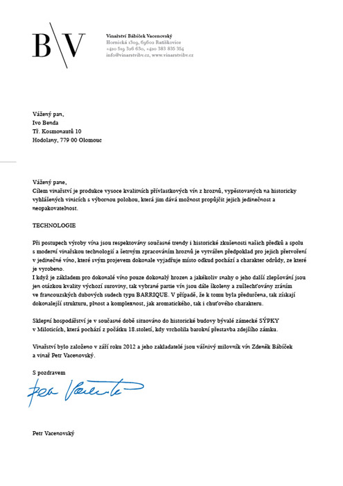 Babicek Vacenovsky Letterhead