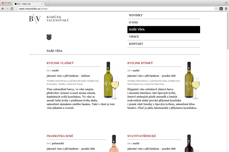 Babicek Vacenovsky Website